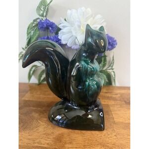 Vintage Blue Mountain Pottery Squirrel Bookend Green Drip Glaze Canadian Pottery